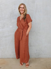 Load image into Gallery viewer, Beatrice linen jumpsuit with tie