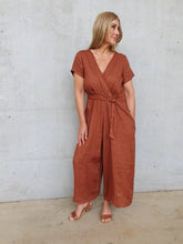 Load image into Gallery viewer, Beatrice linen jumpsuit with tie