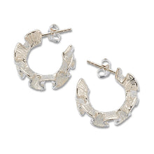 Load image into Gallery viewer, Silver Sea Coral Hoop Earrings