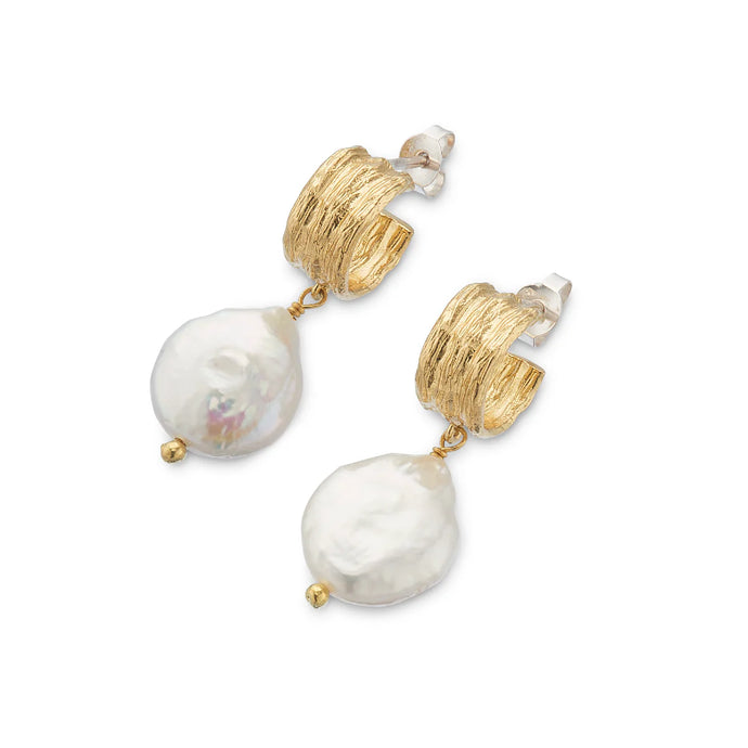 Wide Hoop and Baroque Pearl Earrings