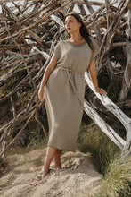 Load image into Gallery viewer, Lattice Knitted Dress Khaki x Gold