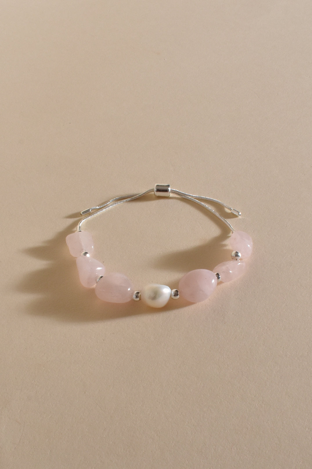 Alternate Stone and Pearl Bracelet  Pink