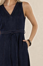 Load image into Gallery viewer, Ivy Denim Midi Dress Dark Blue