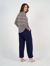 Load image into Gallery viewer, Adele Long Sleeve Bamboo Top - Brown Stripe