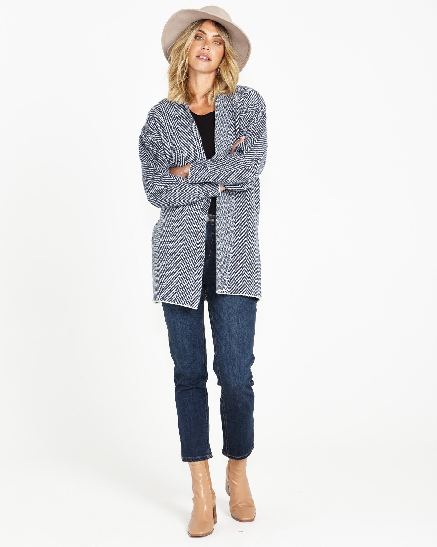 Coastal Coatigan Navy Zig Zag