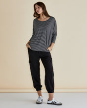 Load image into Gallery viewer, Milan 3/4 Sleeve Top Charcoal Stripe