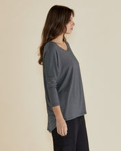 Load image into Gallery viewer, Milan 3/4 Sleeve Top Charcoal Stripe