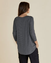 Load image into Gallery viewer, Milan 3/4 Sleeve Top Charcoal Stripe