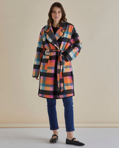 Ellie Coat Rainbow Check
