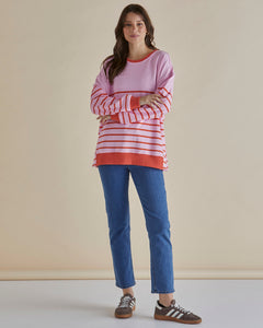 Easy Crew Sweat Pink/Orange Stripe