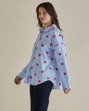 Load image into Gallery viewer, Sage Shirt Blue Heart Stripe
