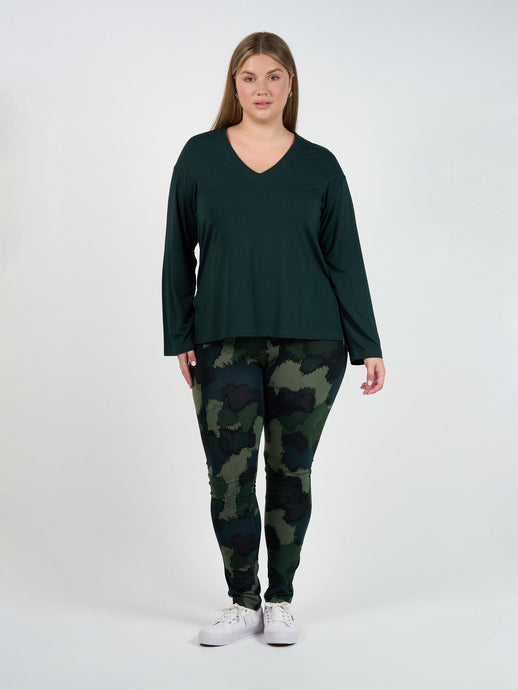 Braxton Bamboo Long Sleeve Top Dark Green