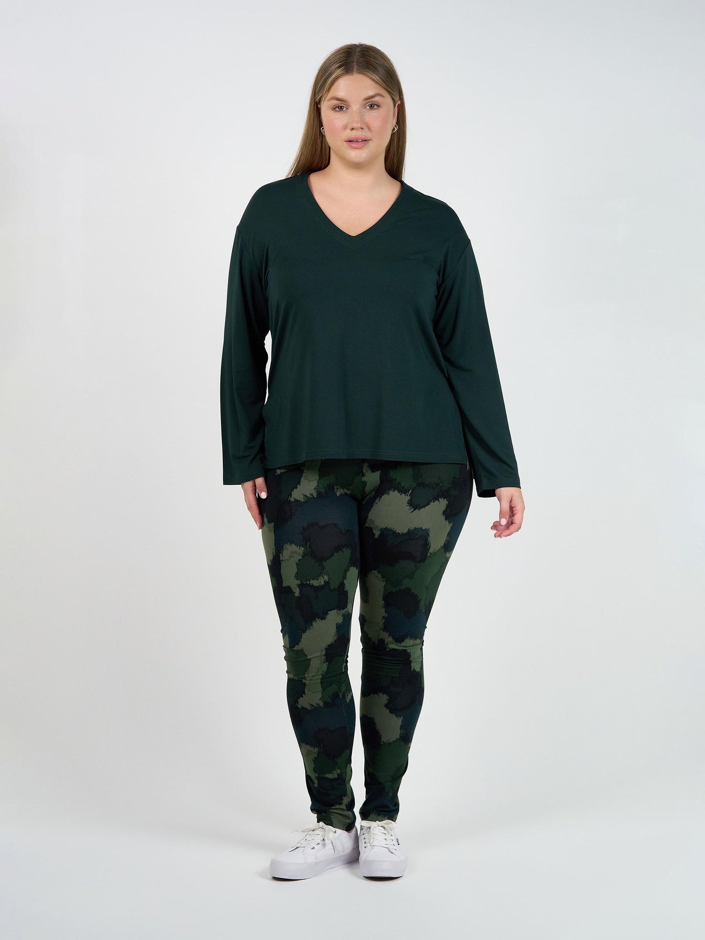 Braxton Bamboo Long Sleeve Top Dark Green