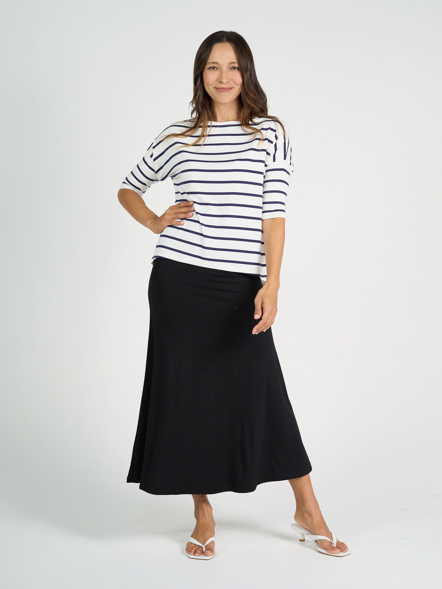 Camila Bamboo Top Blue & White Stripe