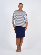 Load image into Gallery viewer, Camila 3/4 Sleeve Bamboo Top - Navy &amp; White Stripe