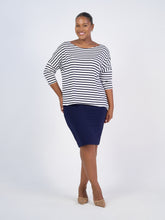 Load image into Gallery viewer, Camila 3/4 Sleeve Bamboo Top - Navy &amp; White Stripe