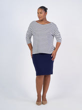 Load image into Gallery viewer, Camila 3/4 Sleeve Bamboo Top - Navy &amp; White Stripe