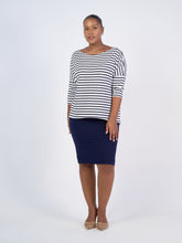 Load image into Gallery viewer, Camila 3/4 Sleeve Bamboo Top - Navy &amp; White Stripe