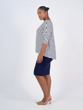 Load image into Gallery viewer, Camila 3/4 Sleeve Bamboo Top - Navy &amp; White Stripe