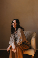 Load image into Gallery viewer, Carmen Button Through Long Sleeve Top in Beige/Brown Check