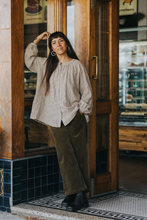 Load image into Gallery viewer, Carmen Button Through Long Sleeve Top in Beige/Brown Check