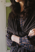 Load image into Gallery viewer, Carmen Button Through Long Sleeve Top in Blue Brown Check