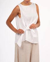 Load image into Gallery viewer, Coco front tie up linen top White