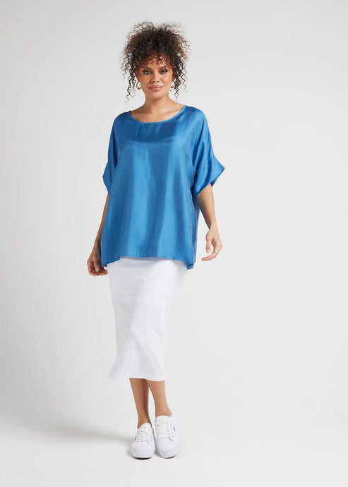 Dua Silk/Bamboo Top Ocean blue