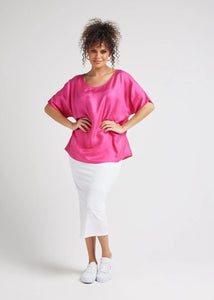 Dua Silk/Bamboo Top Fuchsia