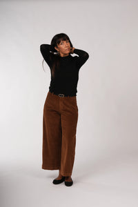 Essential Superfine New Zealand Lambswool Mock Neck Top Black