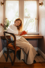 Load image into Gallery viewer, French Linen Culottes in Beige/Brown Check