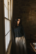 Load image into Gallery viewer, French Linen Culottes in Beige/Brown Check