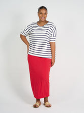 Load image into Gallery viewer, Gina Slouched Bamboo Tee Blue &amp; White Stripe