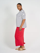 Load image into Gallery viewer, Gina Slouched Bamboo Tee Blue &amp; White Stripe