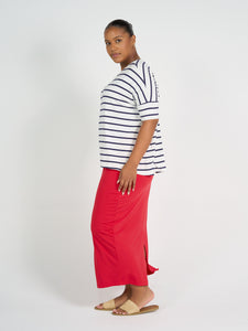 Gina Slouched Bamboo Tee Blue & White Stripe