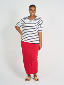 Gina Slouched Bamboo Tee Blue & White Stripe