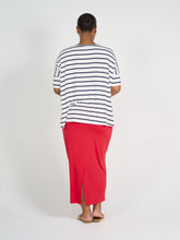 Load image into Gallery viewer, Gina Slouched Bamboo Tee Blue &amp; White Stripe