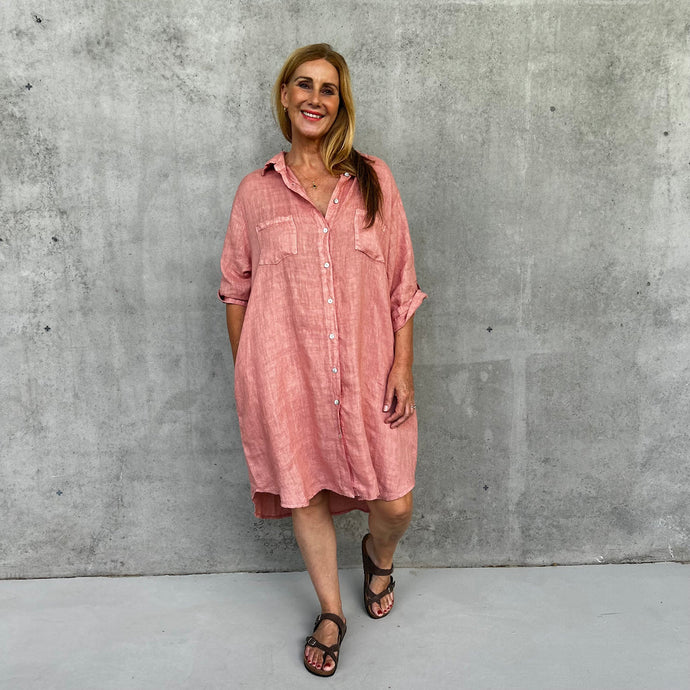 Frederic shirt dress with double front pockets and side pockets