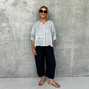 Agathe short sleeve linen top