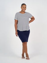 Load image into Gallery viewer, The Janis Tee Navy &amp; White Stripe