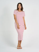 Load image into Gallery viewer, Janis Bamboo Tee Lipstick &amp; White Stripe