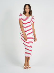 Janis Bamboo Tee Lipstick & White Stripe