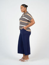 Load image into Gallery viewer, Rush Bamboo Short Sleeve Collared Polo Top - Stripe