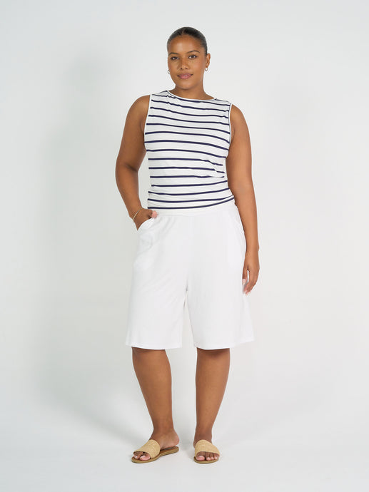 Kate Bamboo Tank Blue & White Stripe