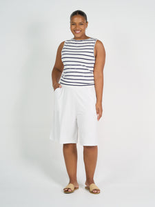 Kate Bamboo Tank Blue & White Stripe