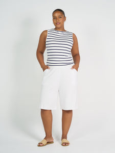 Kate Bamboo Tank Blue & White Stripe