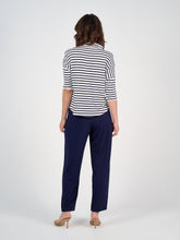 Load image into Gallery viewer, Khan Bamboo Collared Polo Top - Navy &amp; White Stripe