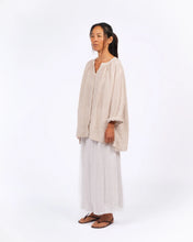 Load image into Gallery viewer, MONTAIGNE Carmen linen top in fine houndstooth linen Natural