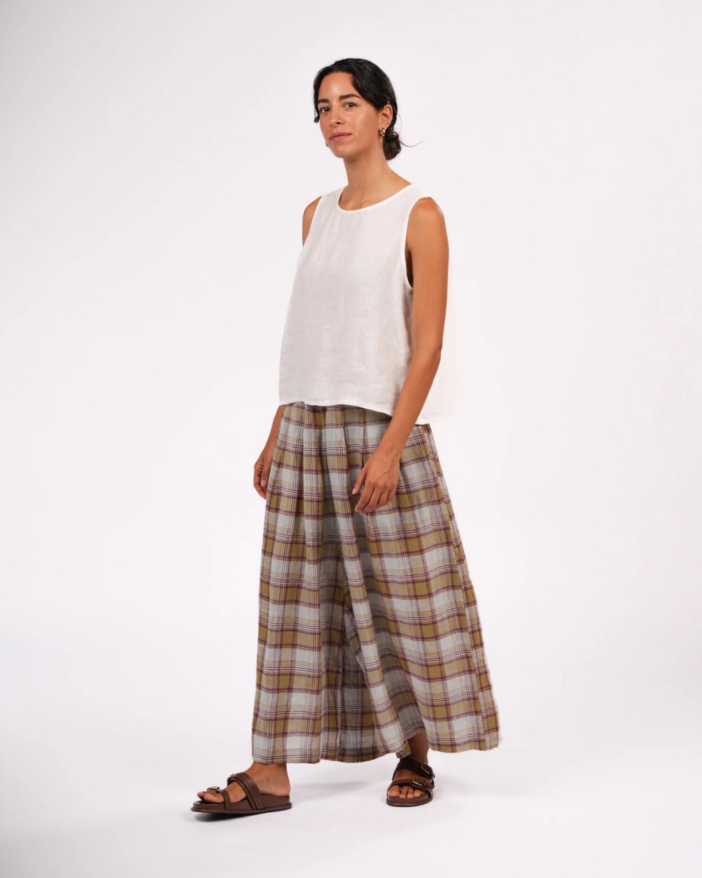MONTAIGNE French Linen Culottes in Pistachio