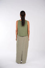 Load image into Gallery viewer, MONTAIGNE French Linen Green Gingham Skirt green gingham